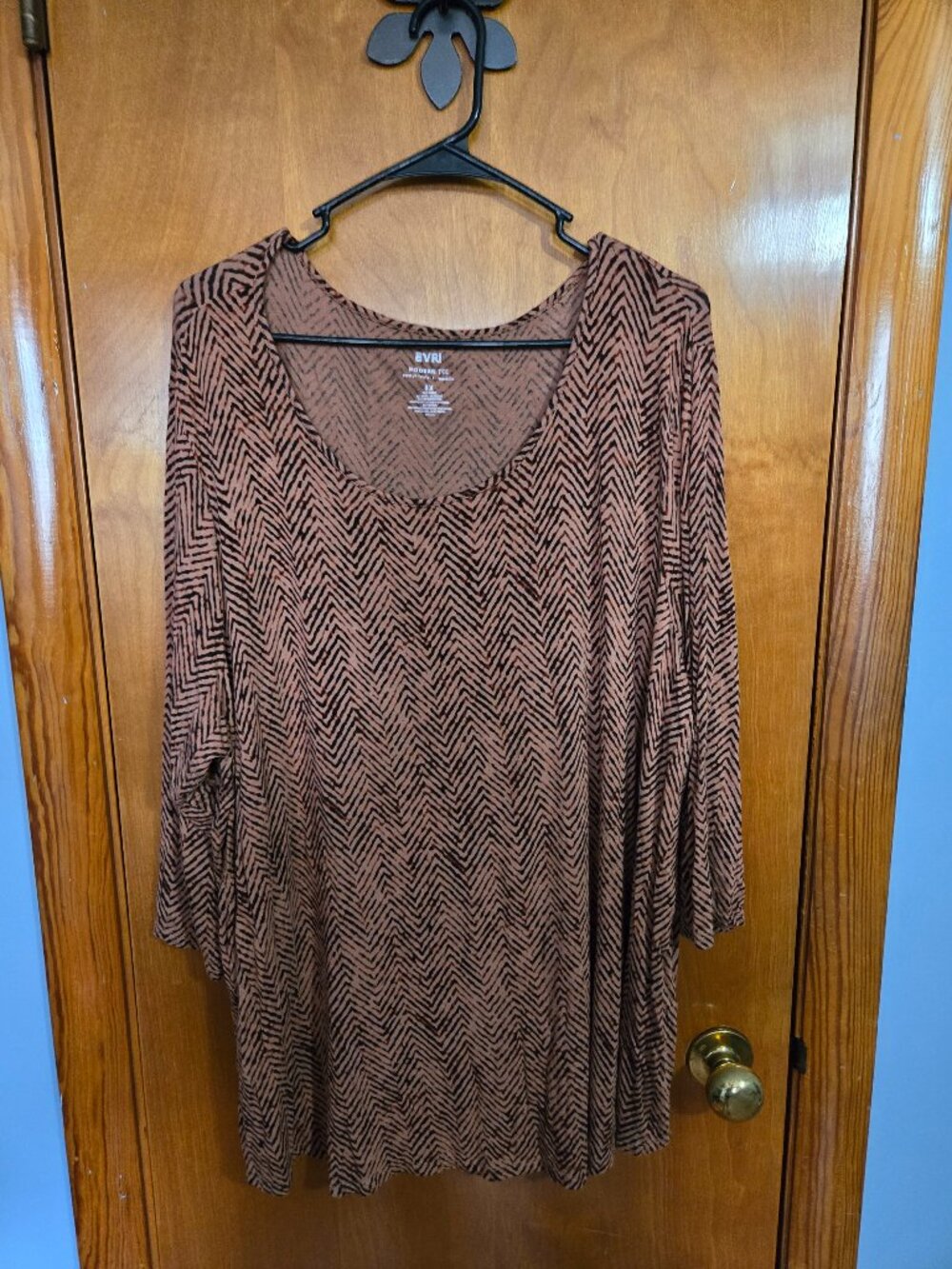 EVRI Modern Tee, Short Sleeve, Size 3X, Orange Pattern